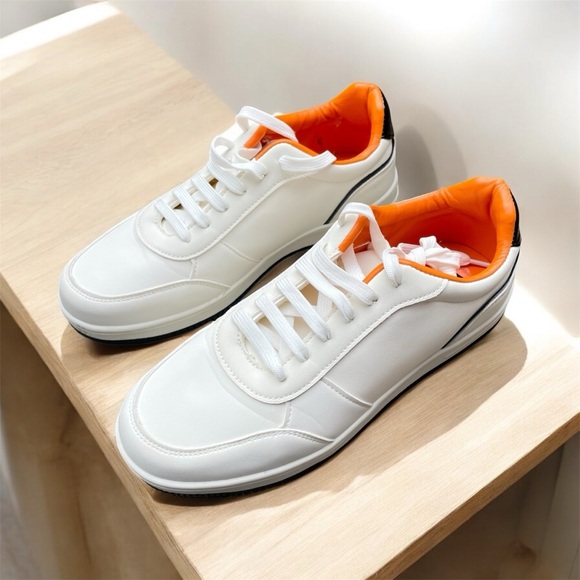 French Connection White and Orange Women’s Sneakers Size US 9.5 EUR 40.5 - Picture 2 of 9